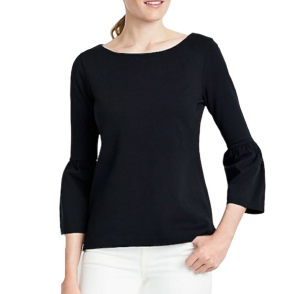 J. Crew Black Bell Sleeve Blouse